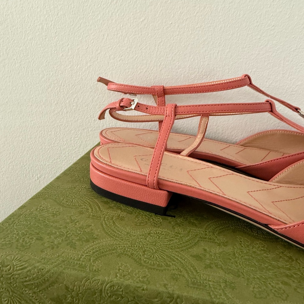 GUCCI Marmont Heel Size 38.5 US 8.5 T-Strap pink - Picture 6 of 9